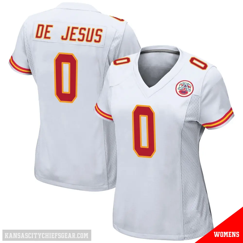 ＃0 Women's Jacob De Jesus White Game Kansas City Chiefs Jersey