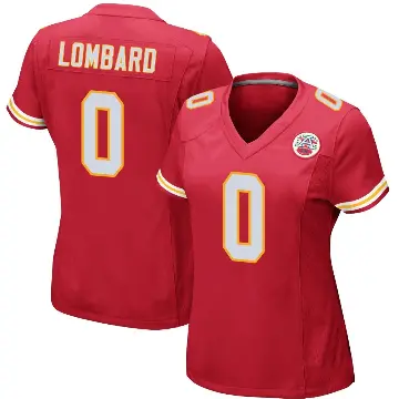 ＃0 Women's Joey Lombard Red Game Kansas City Chiefs Team Color Jersey