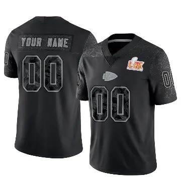 ＃00 Youth Custom Black Limited Kansas City Chiefs Reflective Super Bowl LIX Jersey