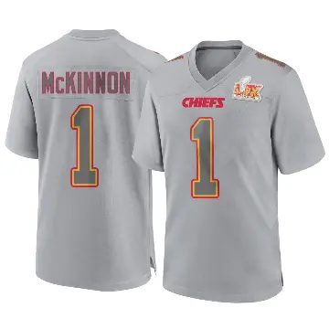 ＃1 Men's Jerick McKinnon Gray Game Kansas City Chiefs Atmosphere Fashion Super Bowl LIX Jersey