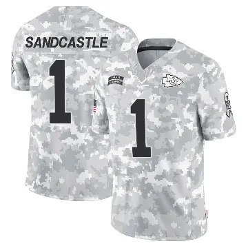 ＃1 Men's Leon Sandcastle Arctic Camo Limited Kansas City Chiefs 2024 Salute to Service Jersey