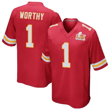 ＃1 Men's Xavier Worthy Red Game Kansas City Chiefs Team Color Super Bowl LIX Jersey