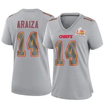 ＃14 Women's Matt Araiza Gray Game Kansas City Chiefs Atmosphere Fashion Super Bowl LIX Jersey