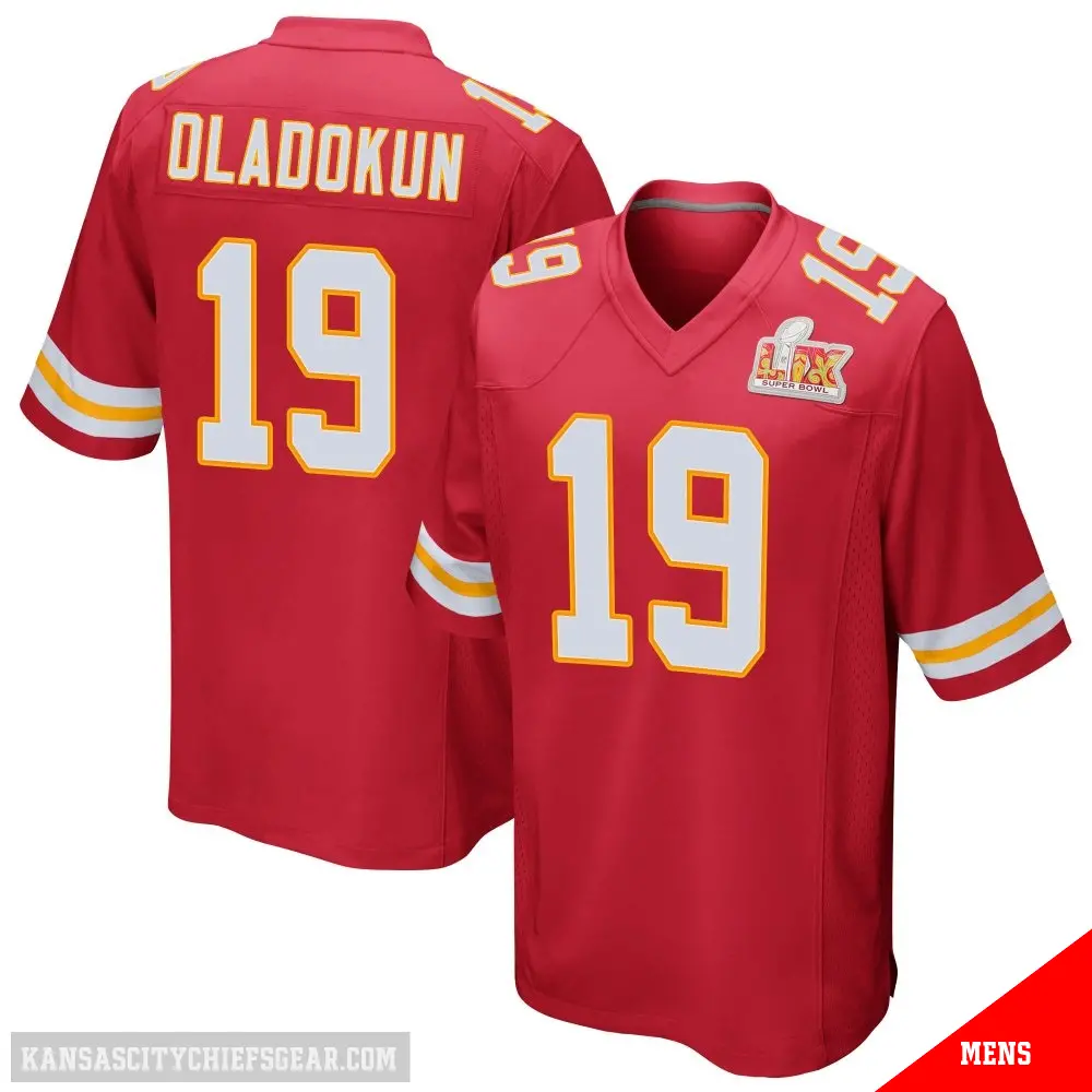＃19 Men's Chris Oladokun Red Game Kansas City Chiefs Team Color Super Bowl LIX Jersey