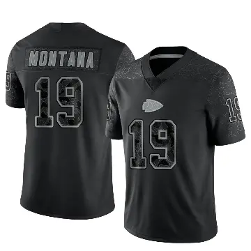＃19 Men's Joe Montana Black Limited Kansas City Chiefs Reflective Jersey