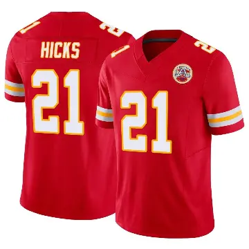 ＃21 Men's Jaden Hicks Red Limited Kansas City Chiefs Vapor F.U.S.E. Jersey