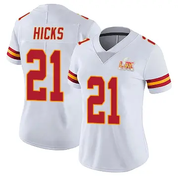 ＃21 Women's Jaden Hicks White Limited Kansas City Chiefs Vapor Untouchable Super Bowl LIX Jersey