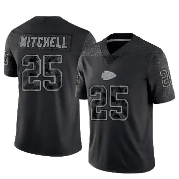＃25 Youth Elijah Mitchell Black Limited Kansas City Chiefs Reflective Jersey