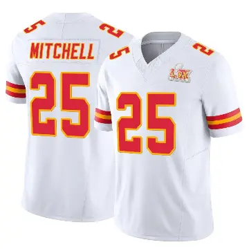 ＃25 Youth Elijah Mitchell White Limited Kansas City Chiefs Vapor F.U.S.E. Super Bowl LIX Jersey