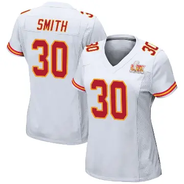 ＃30 Women's Brashard Smith White Game Kansas City Chiefs Super Bowl LIX Jersey