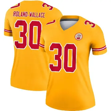 ＃30 Women's Christian Roland-Wallace Gold Legend Kansas City Chiefs Inverted Jersey