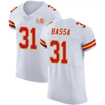 ＃31 Men's Jeffrey Bassa White Elite Kansas City Chiefs Vapor Untouchable Super Bowl LIX Jersey