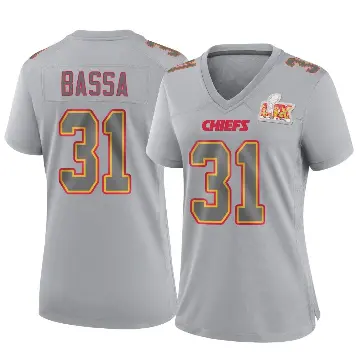 ＃31 Women's Jeffrey Bassa Gray Game Kansas City Chiefs Atmosphere Fashion Super Bowl LIX Jersey