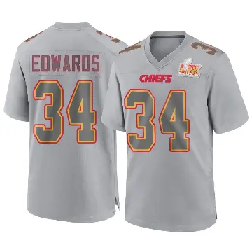 ＃34 Men's Mike Edwards Gray Game Kansas City Chiefs Atmosphere Fashion Super Bowl LIX Jersey