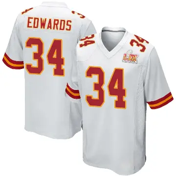 ＃34 Men's Mike Edwards White Game Kansas City Chiefs Super Bowl LIX Jersey
