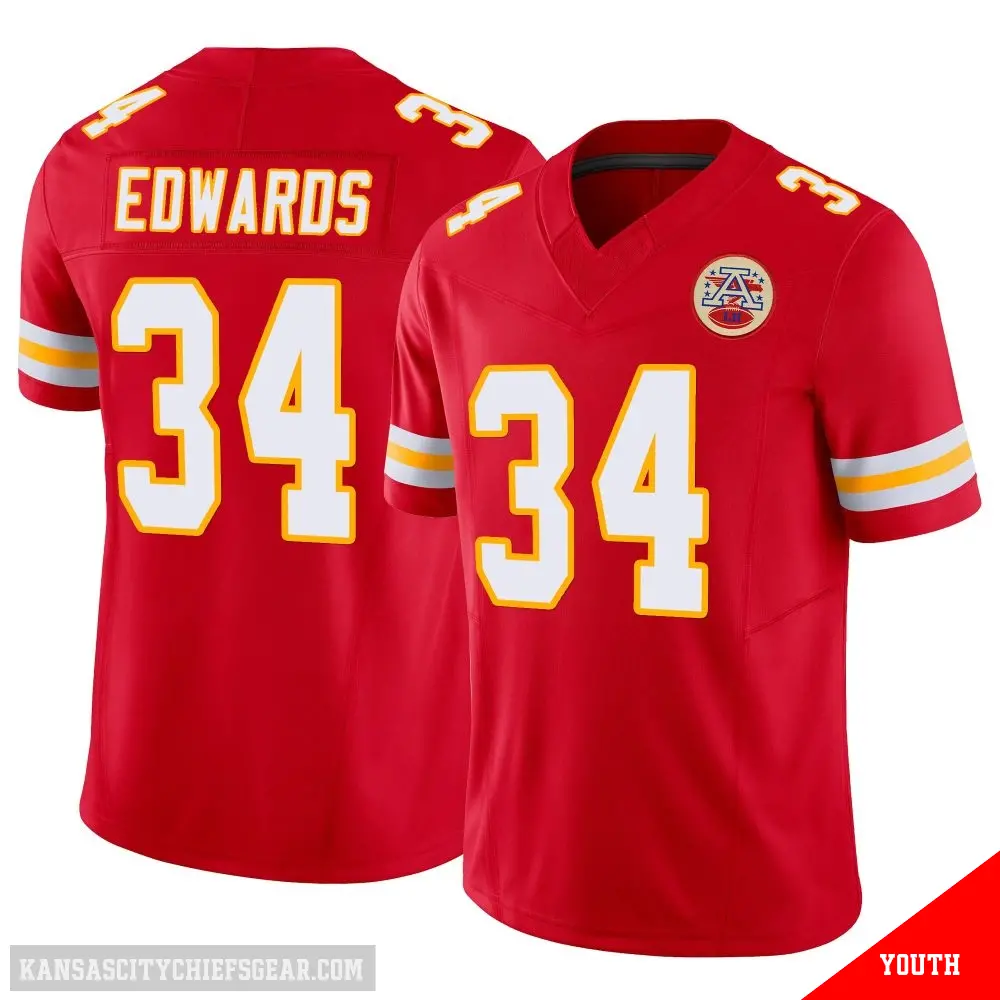 ＃34 Youth Mike Edwards Red Limited Kansas City Chiefs Vapor F.U.S.E. Jersey