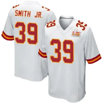 ＃39 Men's Melvin Smith Jr. White Game Kansas City Chiefs Super Bowl LIX Jersey