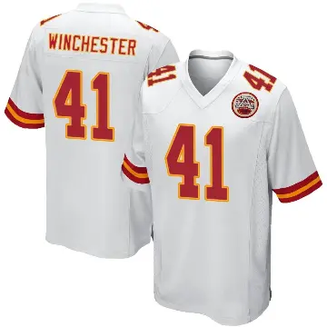 ＃41 Men's James Winchester White Game Kansas City Chiefs Jersey