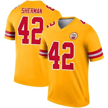 ＃42 Youth Anthony Sherman Gold Legend Kansas City Chiefs Inverted Jersey