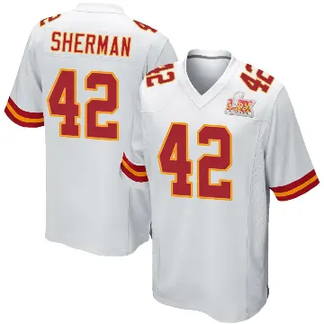 ＃42 Youth Anthony Sherman White Game Kansas City Chiefs Super Bowl LIX Jersey