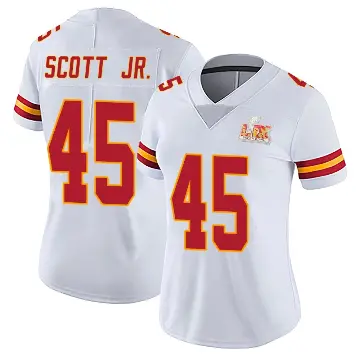 ＃45 Women's Eric Scott Jr. White Limited Kansas City Chiefs Vapor Untouchable Super Bowl LIX Jersey