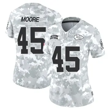 ＃45 Women's Isaiah Moore Arctic Camo Limited Kansas City Chiefs 2024 Salute to Service Jersey