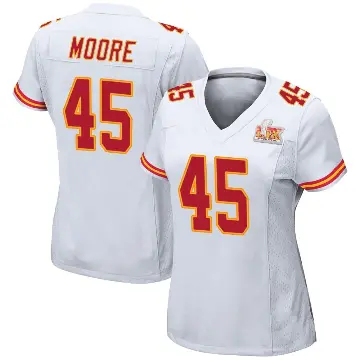 ＃45 Women's Isaiah Moore White Game Kansas City Chiefs Super Bowl LIX Jersey