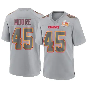 ＃45 Youth Isaiah Moore Gray Game Kansas City Chiefs Atmosphere Fashion Super Bowl LIX Jersey