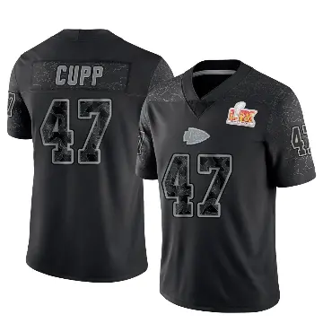 ＃47 Youth Baylor Cupp Black Limited Kansas City Chiefs Reflective Super Bowl LIX Jersey