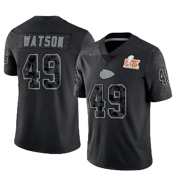 ＃49 Youth Tre Watson Black Limited Kansas City Chiefs Reflective Super Bowl LIX Jersey