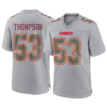 ＃53 Youth BJ Thompson Gray Game Kansas City Chiefs Atmosphere Fashion Jersey