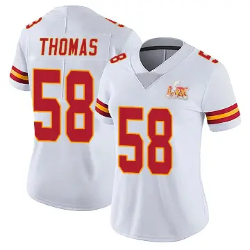 ＃58 Women's Derrick Thomas White Limited Kansas City Chiefs Vapor Untouchable Super Bowl LIX Jersey