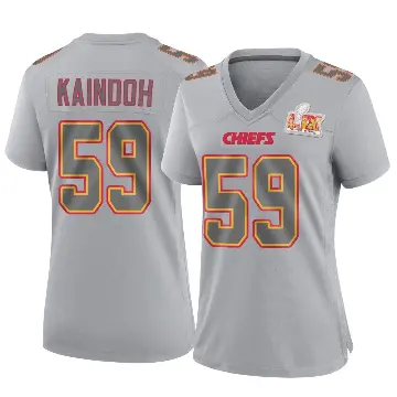 ＃59 Women's Joshua Kaindoh Gray Game Kansas City Chiefs Atmosphere Fashion Super Bowl LIX Jersey