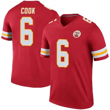 ＃6 Youth Kenny Cook Red Legend Kansas City Chiefs Color Rush Jersey