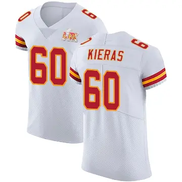 ＃60 Men's Tautvydas Kieras White Elite Kansas City Chiefs Vapor Untouchable Super Bowl LIX Jersey