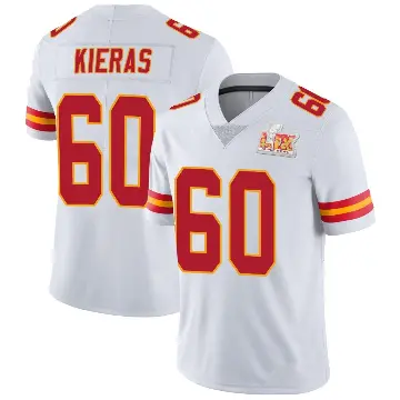 ＃60 Men's Tautvydas Kieras White Limited Kansas City Chiefs Vapor Untouchable Super Bowl LIX Jersey