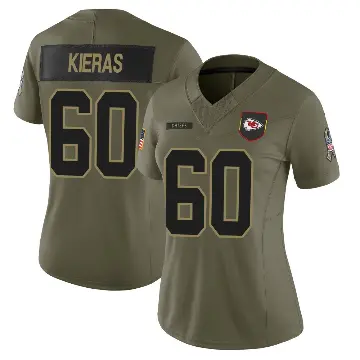 ＃60 Women's Tautvydas Kieras Olive Limited Kansas City Chiefs 2025 Salute to Service Jersey