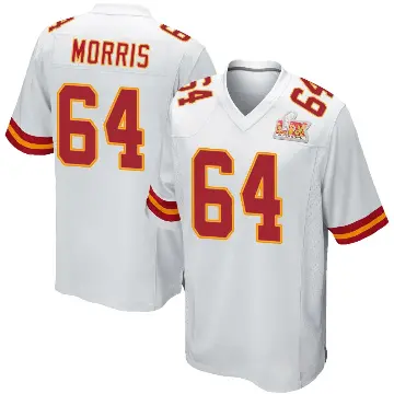 ＃64 Men's Wanya Morris White Game Kansas City Chiefs Super Bowl LIX Jersey