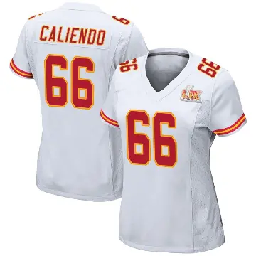 ＃66 Women's Mike Caliendo White Game Kansas City Chiefs Super Bowl LIX Jersey