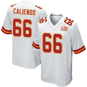 ＃66 Youth Mike Caliendo White Game Kansas City Chiefs Super Bowl LIX Jersey