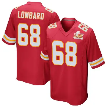 ＃68 Men's Joey Lombard Red Game Kansas City Chiefs Team Color Super Bowl LIX Jersey
