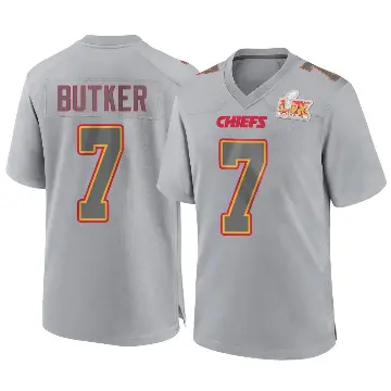 ＃7 Men's Harrison Butker Gray Game Kansas City Chiefs Atmosphere Fashion Super Bowl LIX Jersey