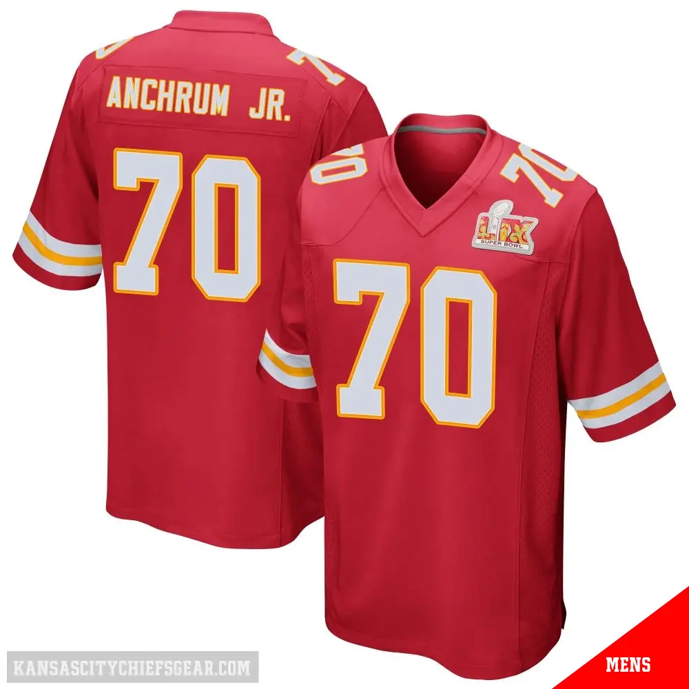 ＃70 Men's Tremayne Anchrum Jr. Red Game Kansas City Chiefs Team Color Super Bowl LIX Jersey
