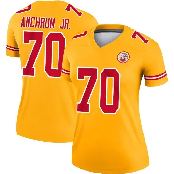 ＃70 Women's Tremayne Anchrum Jr. Gold Legend Kansas City Chiefs Inverted Jersey