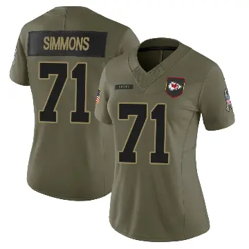 ＃71 Women's Josh Simmons Olive Limited Kansas City Chiefs 2025 Salute to Service Jersey