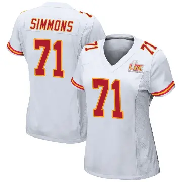 ＃71 Women's Josh Simmons White Game Kansas City Chiefs Super Bowl LIX Jersey