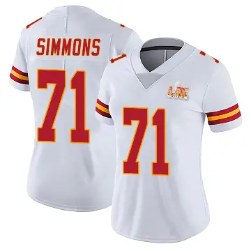 ＃71 Women's Josh Simmons White Limited Kansas City Chiefs Vapor Untouchable Super Bowl LIX Jersey