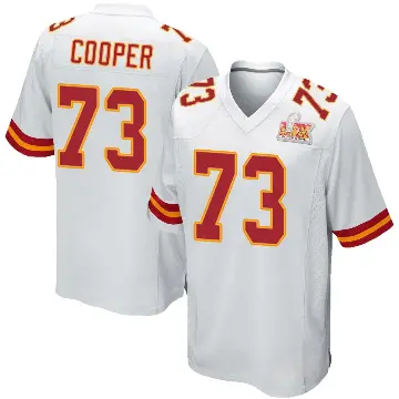 ＃73 Men's Dalton Cooper White Game Kansas City Chiefs Super Bowl LIX Jersey