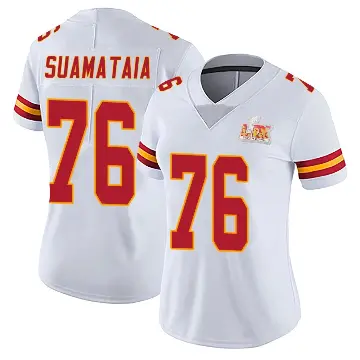 ＃76 Women's Kingsley Suamataia White Limited Kansas City Chiefs Vapor Untouchable Super Bowl LIX Jersey