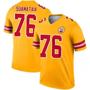 ＃76 Youth Kingsley Suamataia Gold Legend Kansas City Chiefs Inverted Jersey